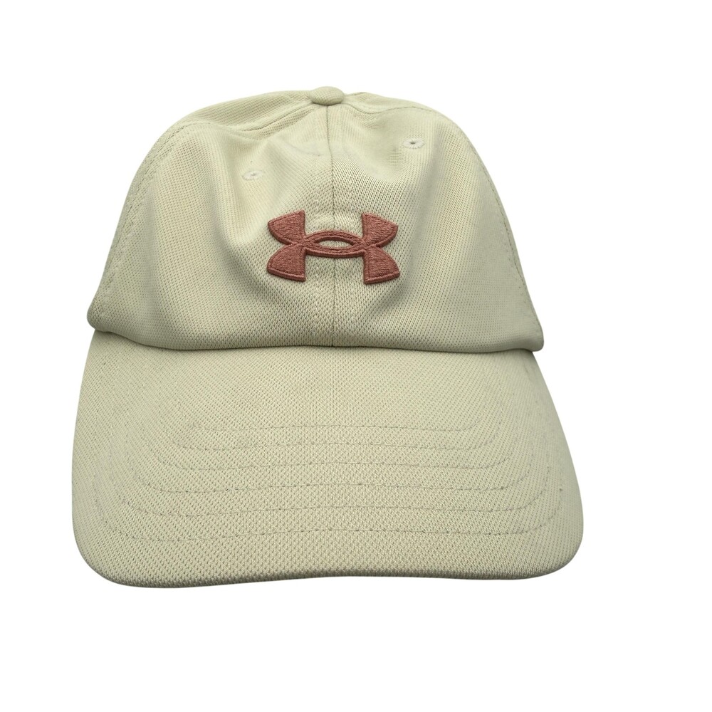 Under Armour Hat Cap Strap Back Womens One Size Beige Pink Embroidered 1376705